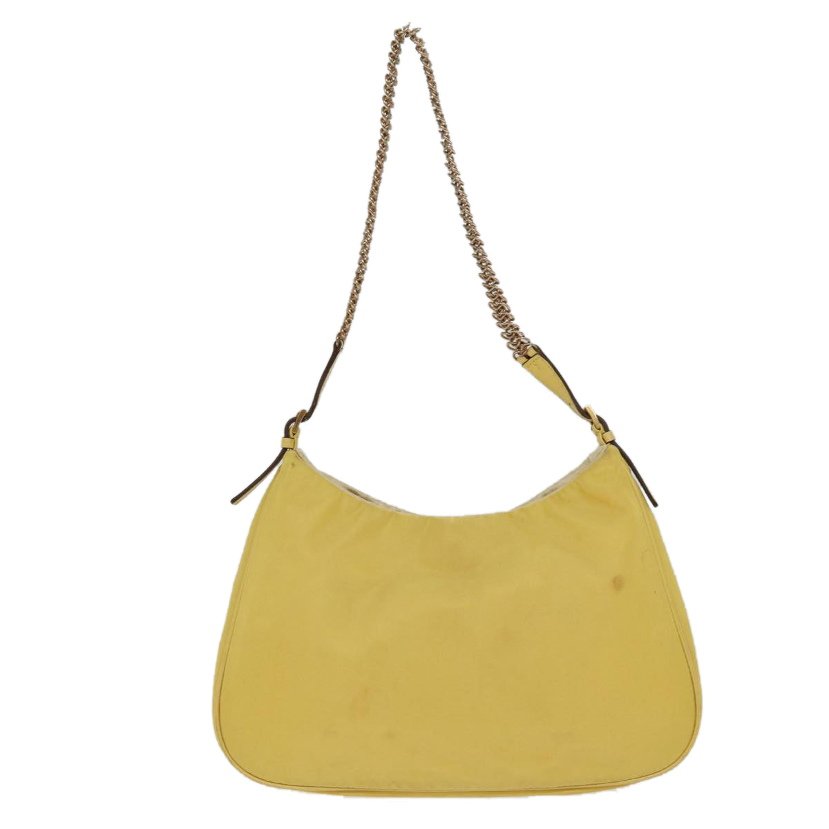 PRADA Chain Shoulder Bag Nylon Yellow Auth 72424