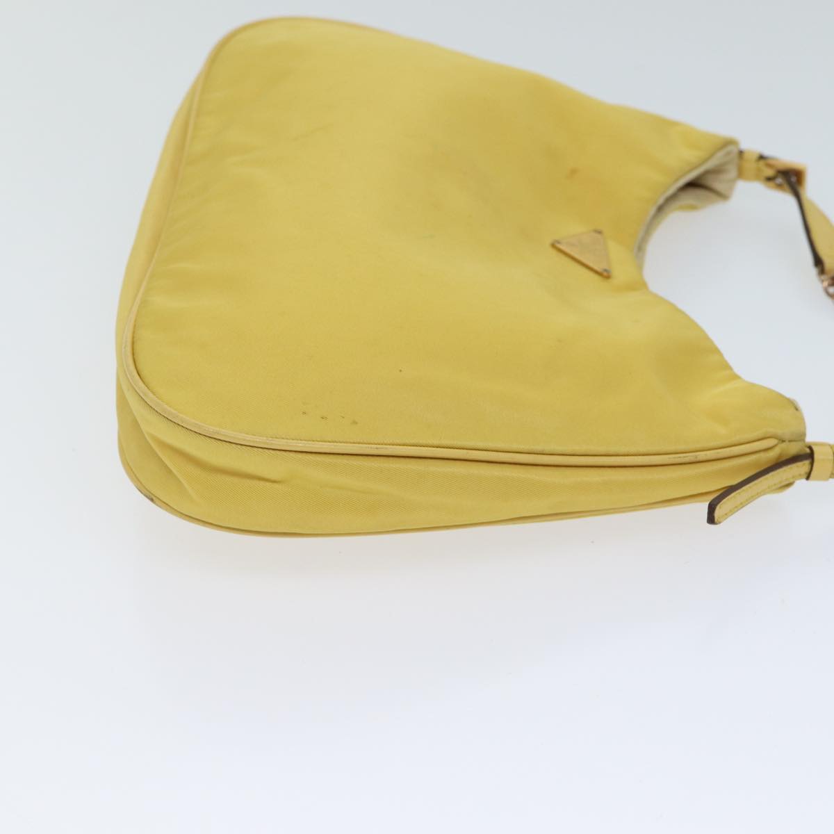 PRADA Chain Shoulder Bag Nylon Yellow Auth 72424
