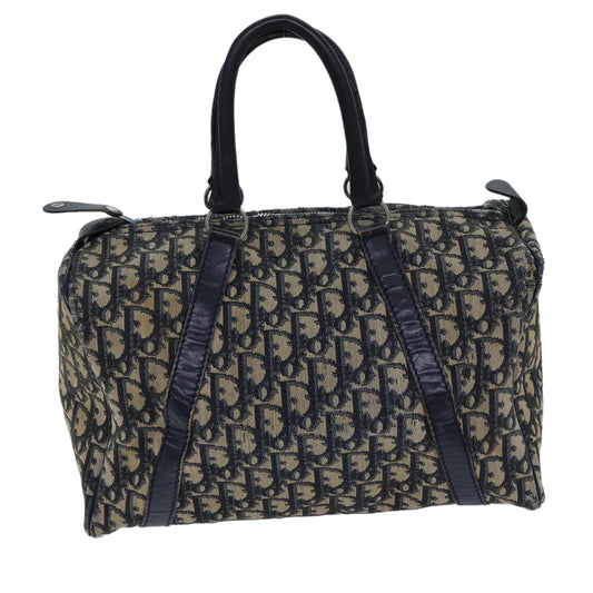 CHRISTIAN DIOR Trotter Canvas Boston Bag Navy Auth 72426