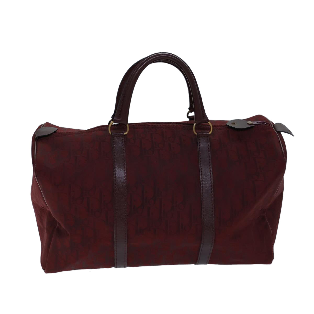 CHRISTIAN DIOR Trotter Canvas Boston Bag Red Auth 72428