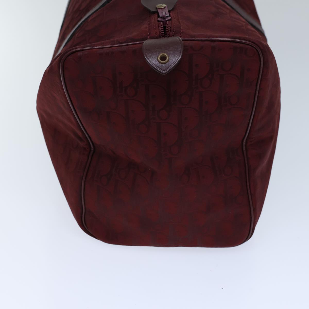 CHRISTIAN DIOR Trotter Canvas Boston Bag Red Auth 72428