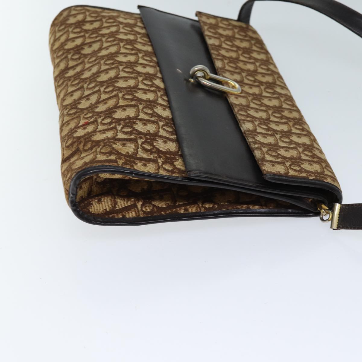 CHRISTIAN DIOR Trotter Canvas Shoulder Bag Brown Auth 72497