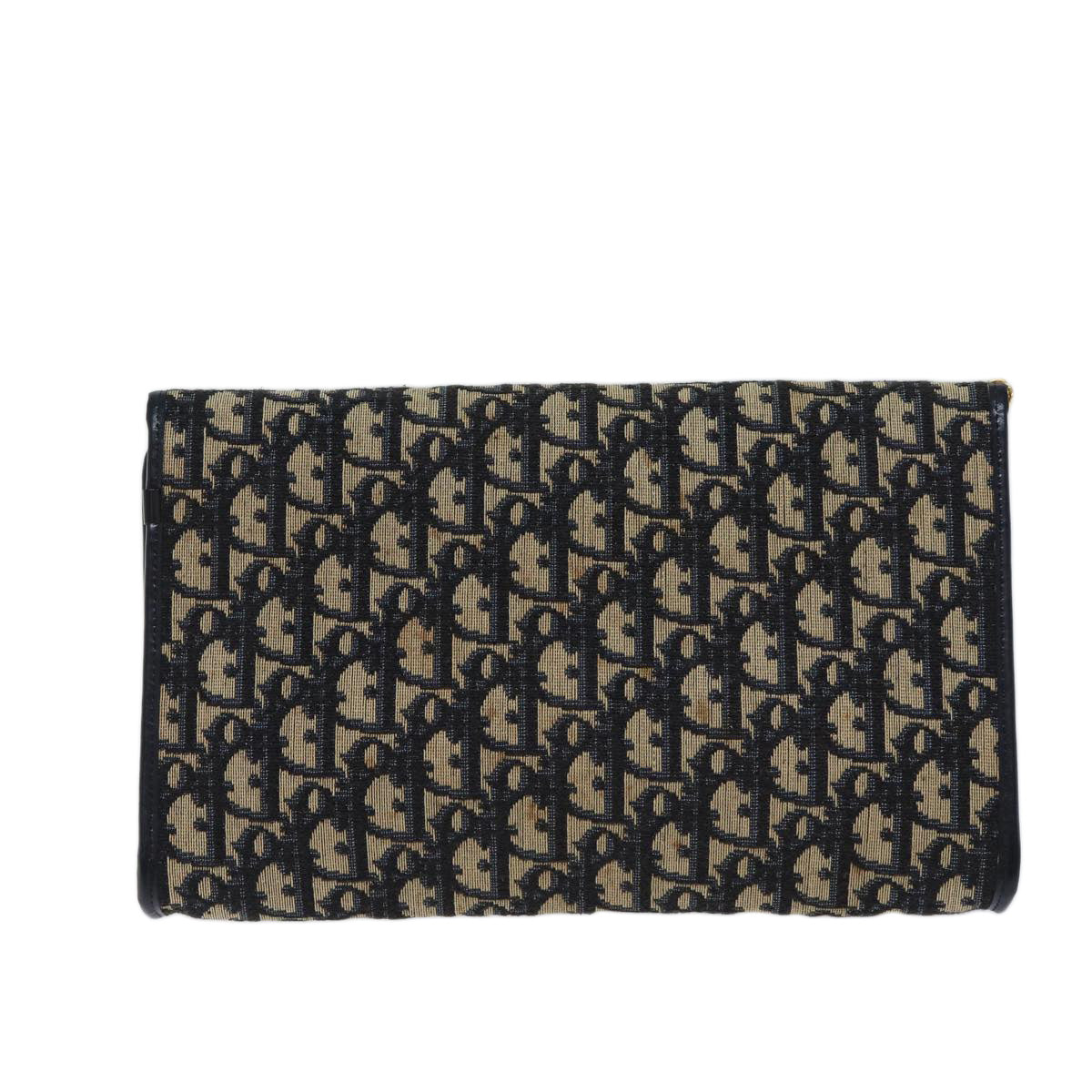 CHRISTIAN DIOR Trotter Canvas Chain Shoulder Bag Navy Auth 72499