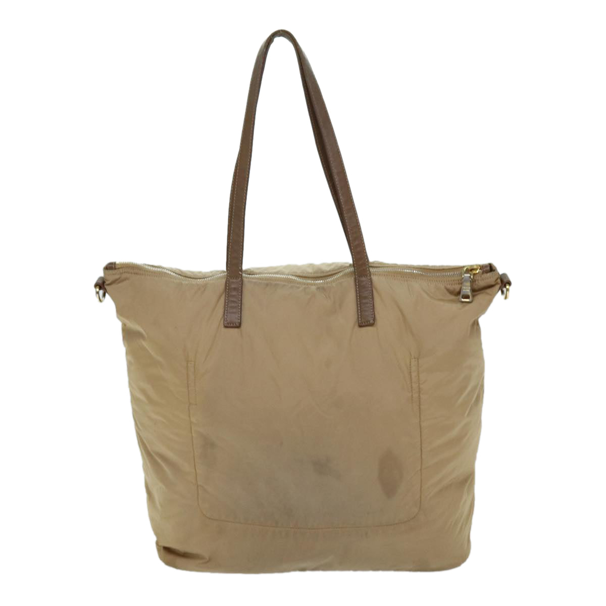 PRADA Tote Bag Nylon 2way Beige Auth 72541