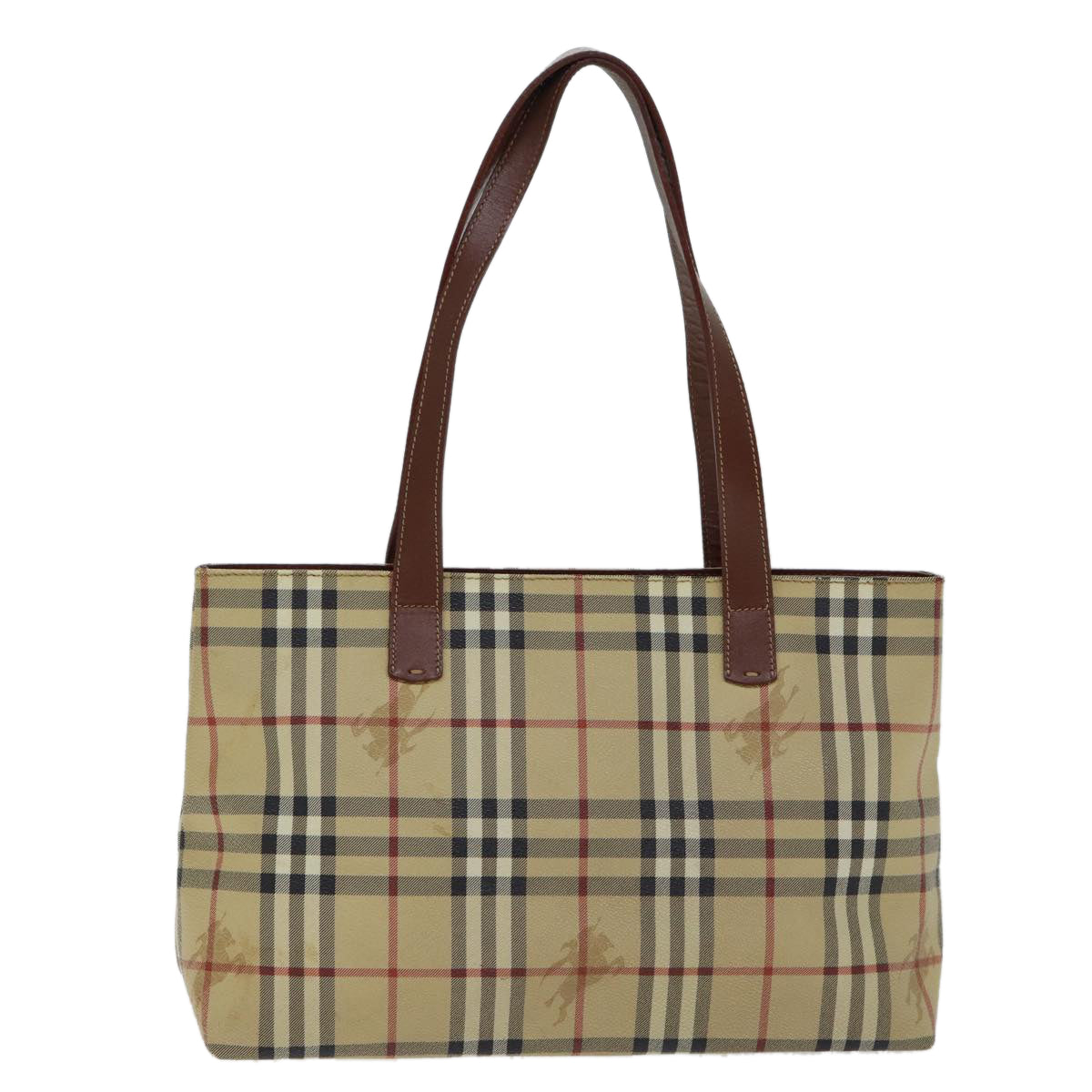 BURBERRY Nova Check Tote Bag PVC Beige Brown Auth 72636