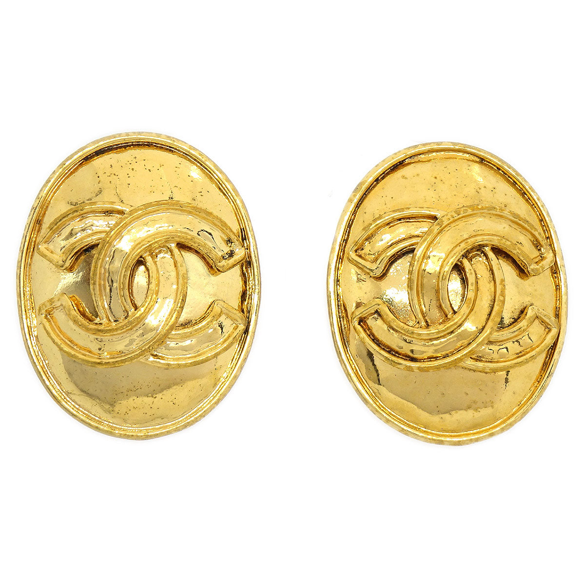 Chanel 1994 Oval Earrings Gold Small