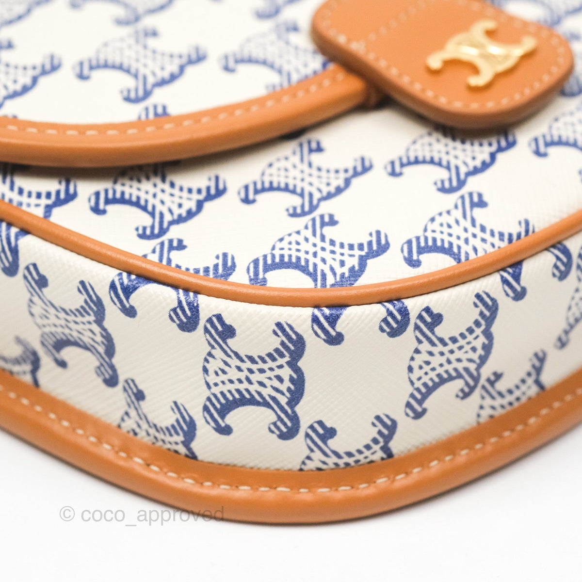 Celine Mini Besace Triomphe Embroidery Calfskin White/ Blue