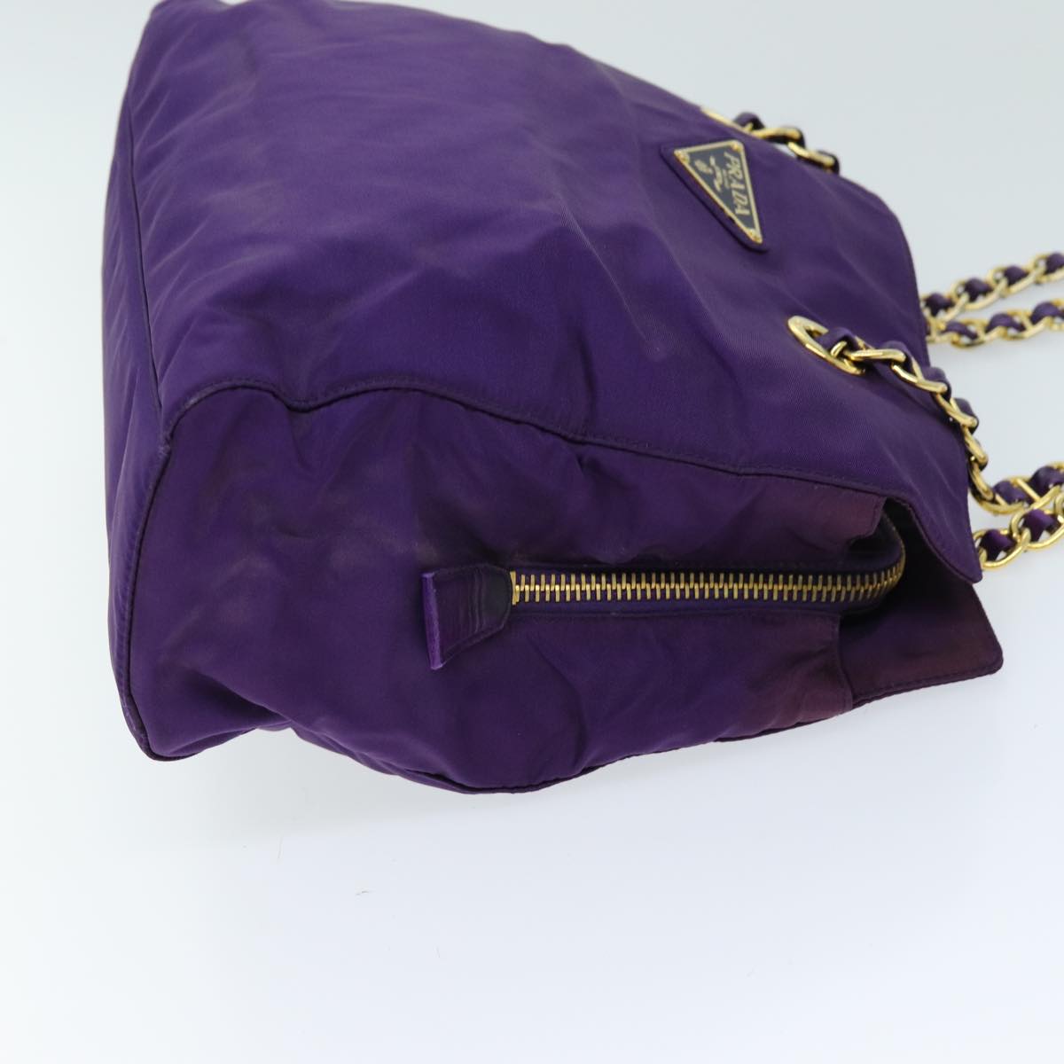 PRADA Chain Shoulder Bag Nylon Purple Auth 72859