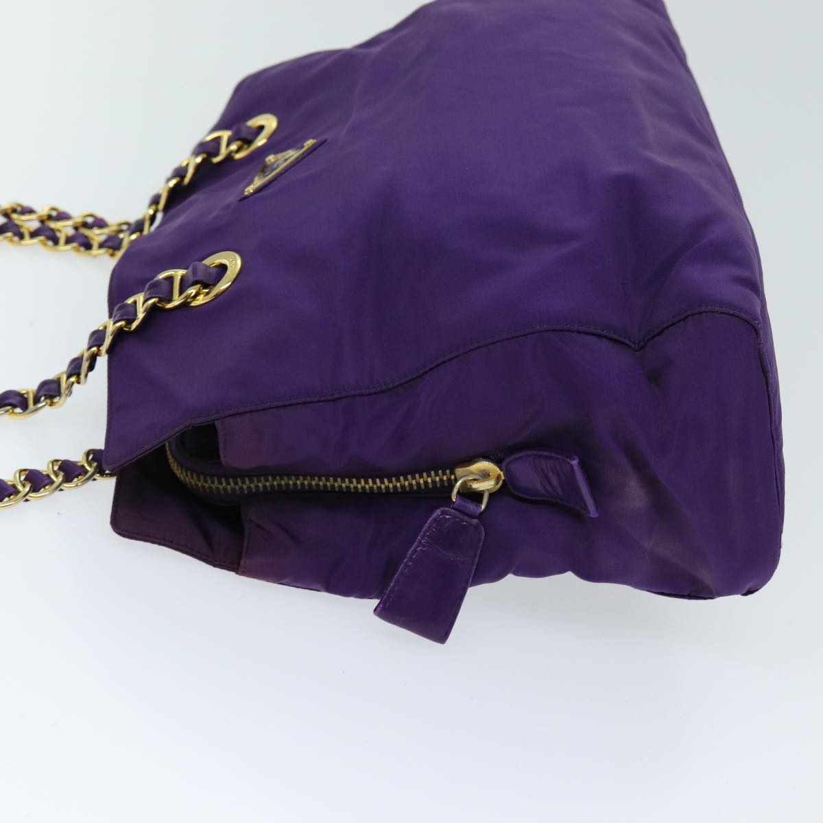 PRADA Chain Shoulder Bag Nylon Purple Auth 72859