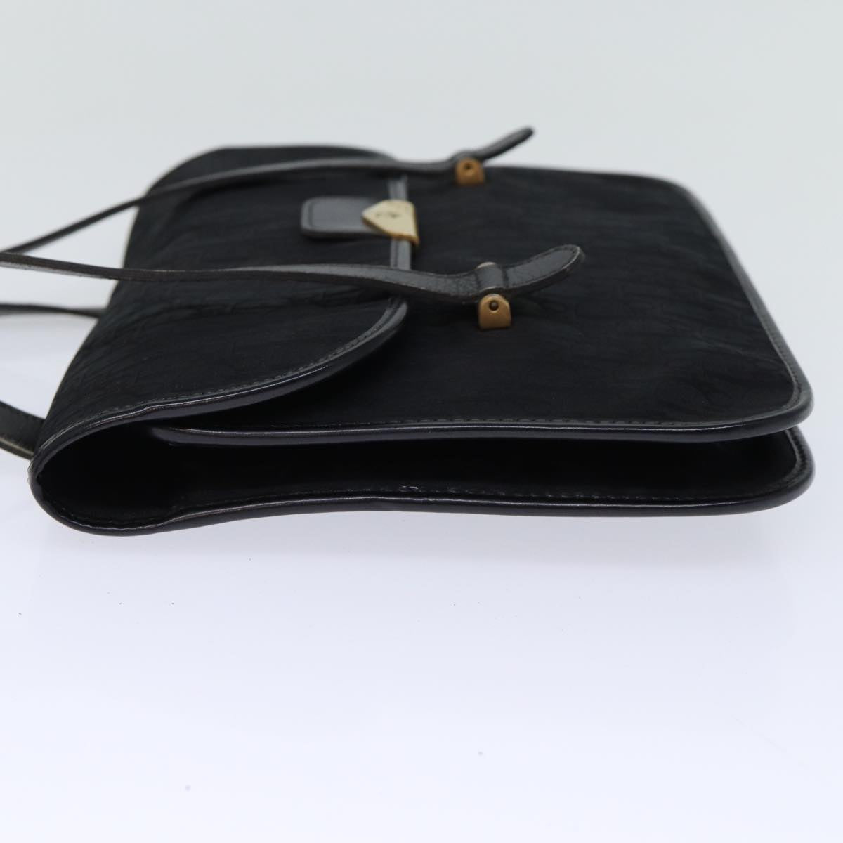 CHRISTIAN DIOR Trotter Canvas Shoulder Bag Black Auth 72874