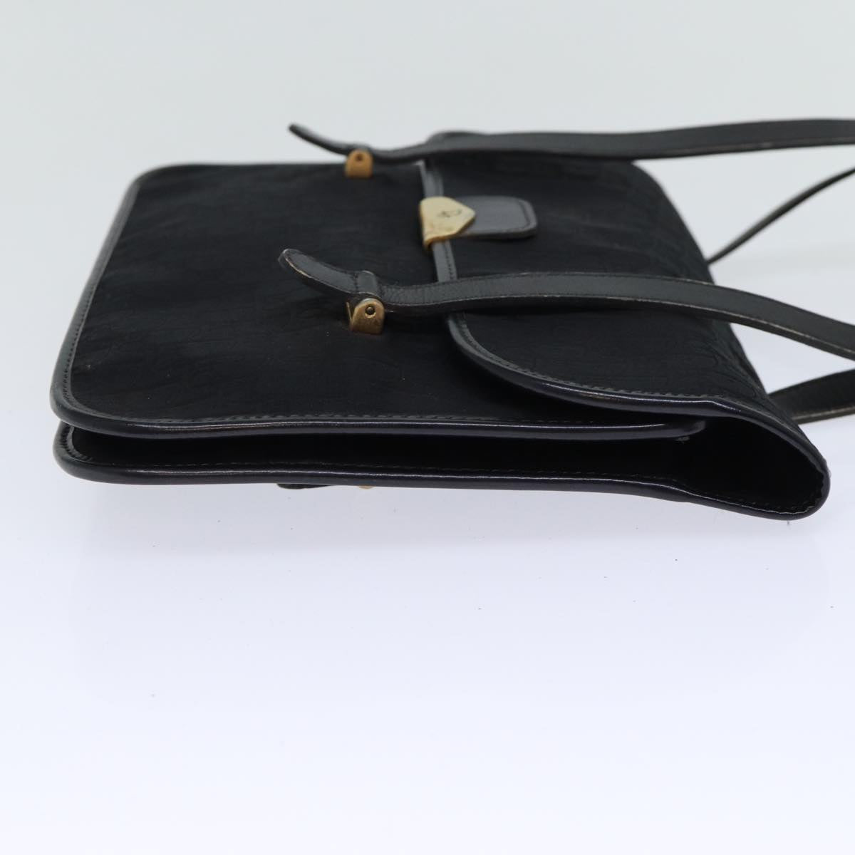 CHRISTIAN DIOR Trotter Canvas Shoulder Bag Black Auth 72874
