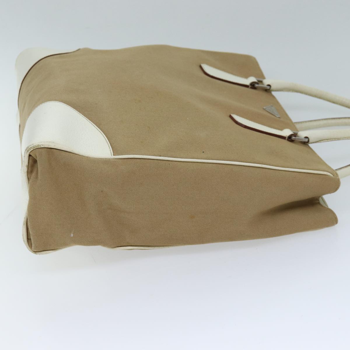 PRADA Tote Bag Canvas Beige Auth 72961