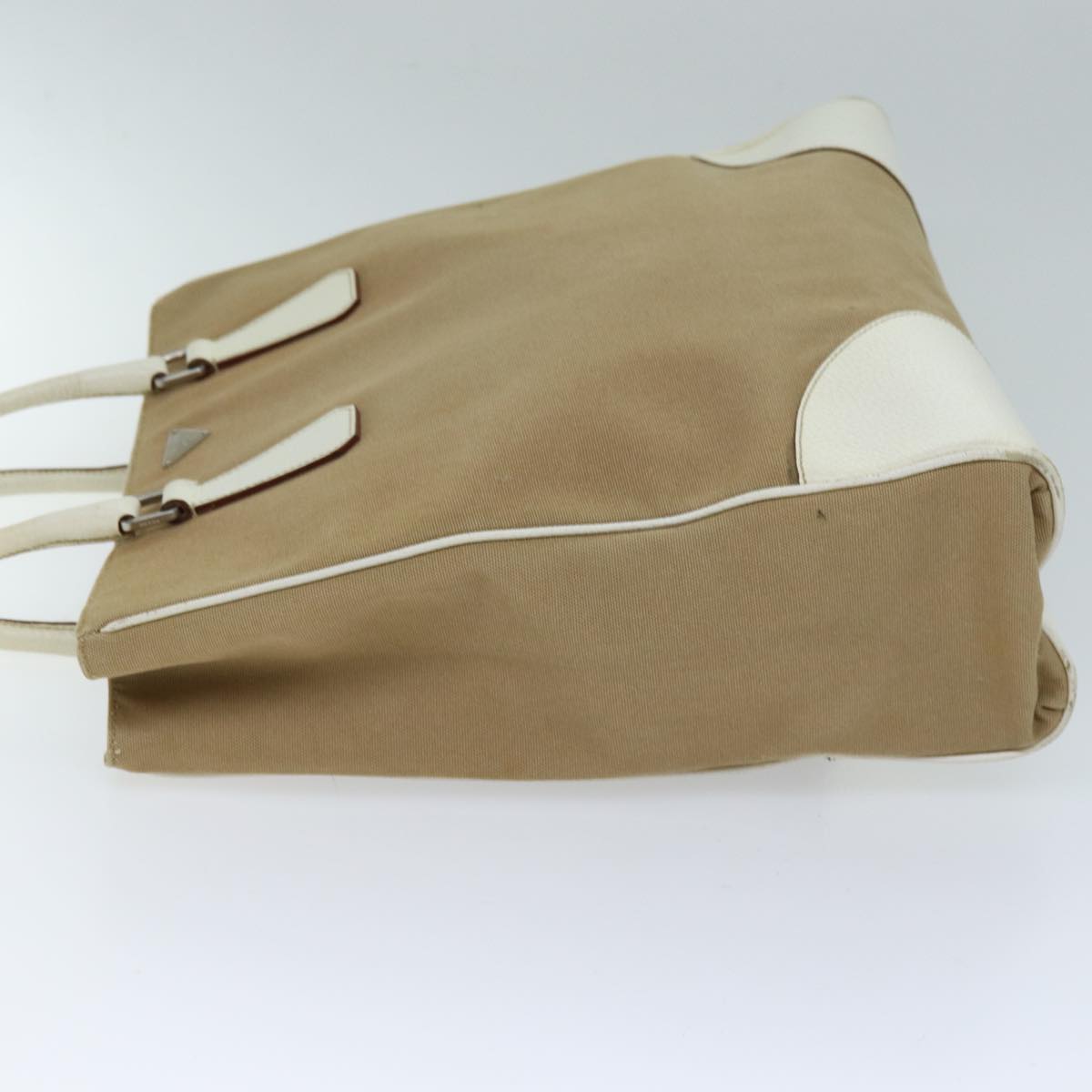 PRADA Tote Bag Canvas Beige Auth 72961