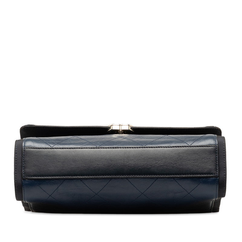 Chanel Coco Chain Shoulder Bag Navy Silver Leather  Chanel