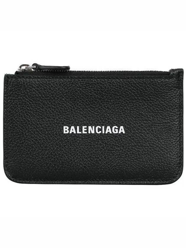 Luxury Balenciaga  Cash Large Long Coin Card Wallet Black