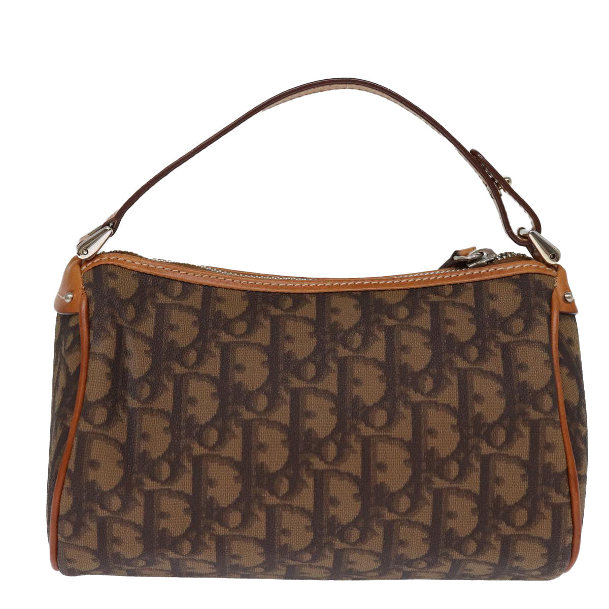 CHRISTIAN DIOR Trotter Romantic Hand Bag PVC Brown Auth 73200