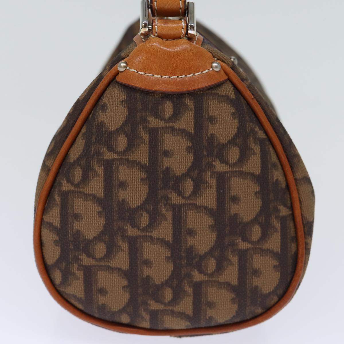 CHRISTIAN DIOR Trotter Romantic Hand Bag PVC Brown Auth 73200