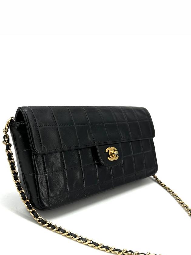 Lambskin chocolate bar baguette shoulder bag Chanel