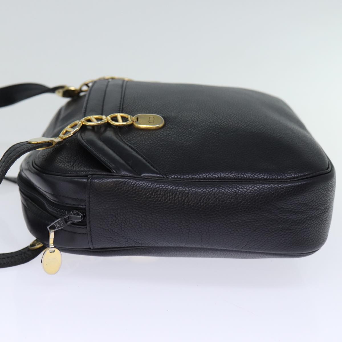 CHRISTIAN DIOR Shoulder Bag Leather Black Auth 73255