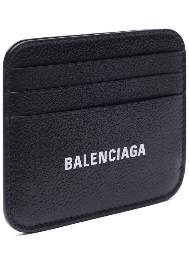 Luxury Balenciaga  White Logo 3-Fold Card Wallet Black