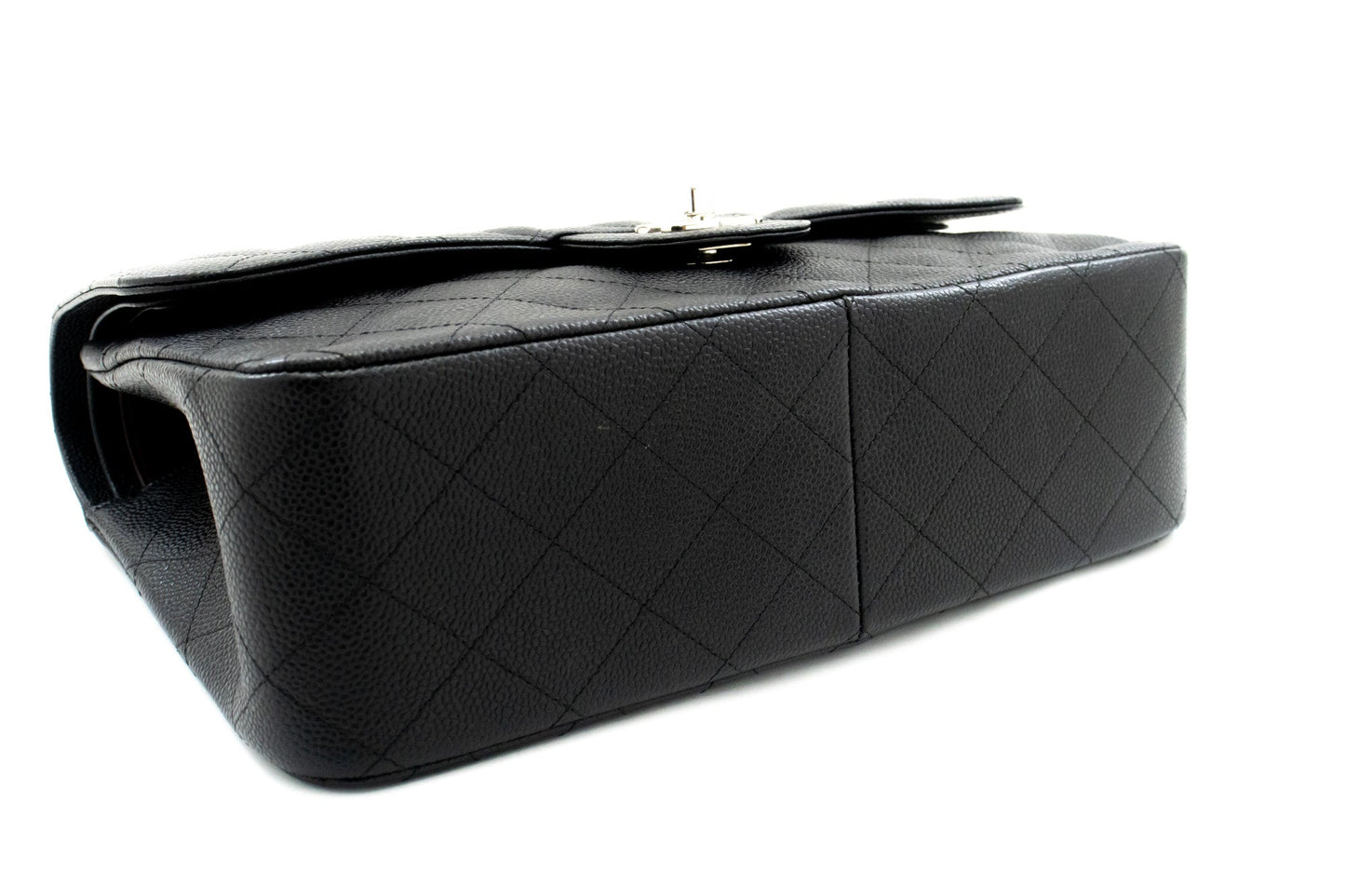 CHANEL 11" Large Grained Calfskin Double Flap Chain Shoulder Bag