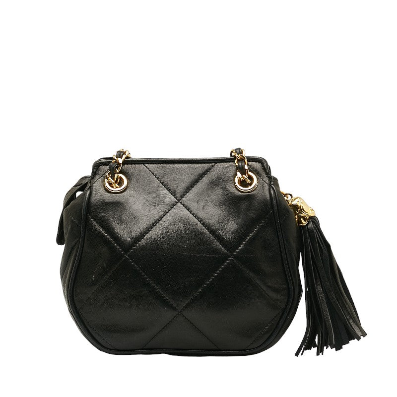 Chanel Vintage Cocomark Mattress Tassel Chain houlder Bag Pocket Black  Lady Chanel