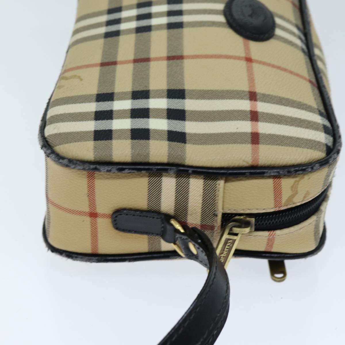 BURBERRYSs Nova Check Clutch Bag PVC Beige Auth 73528