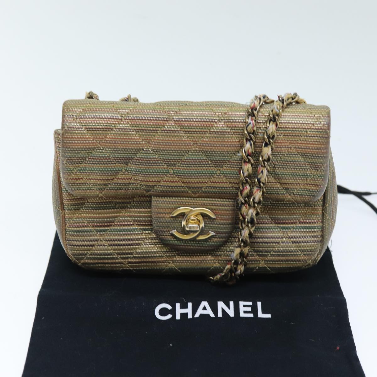 Top Quality Chanel Matelasse Chain Shoulder Bag Coated Canvas Gold CC Auth 73654A