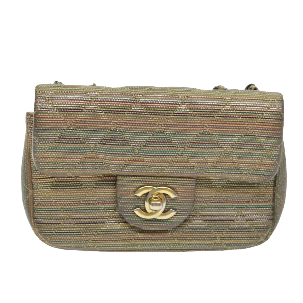 Top Quality Chanel Matelasse Chain Shoulder Bag Coated Canvas Gold CC Auth 73654A
