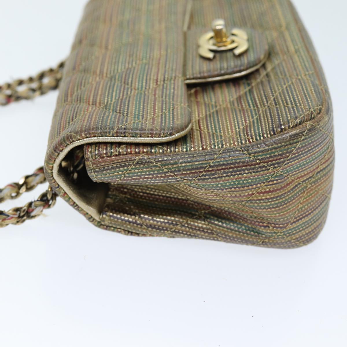 Top Quality Chanel Matelasse Chain Shoulder Bag Coated Canvas Gold CC Auth 73654A
