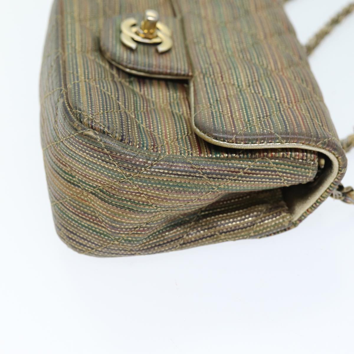 Top Quality Chanel Matelasse Chain Shoulder Bag Coated Canvas Gold CC Auth 73654A