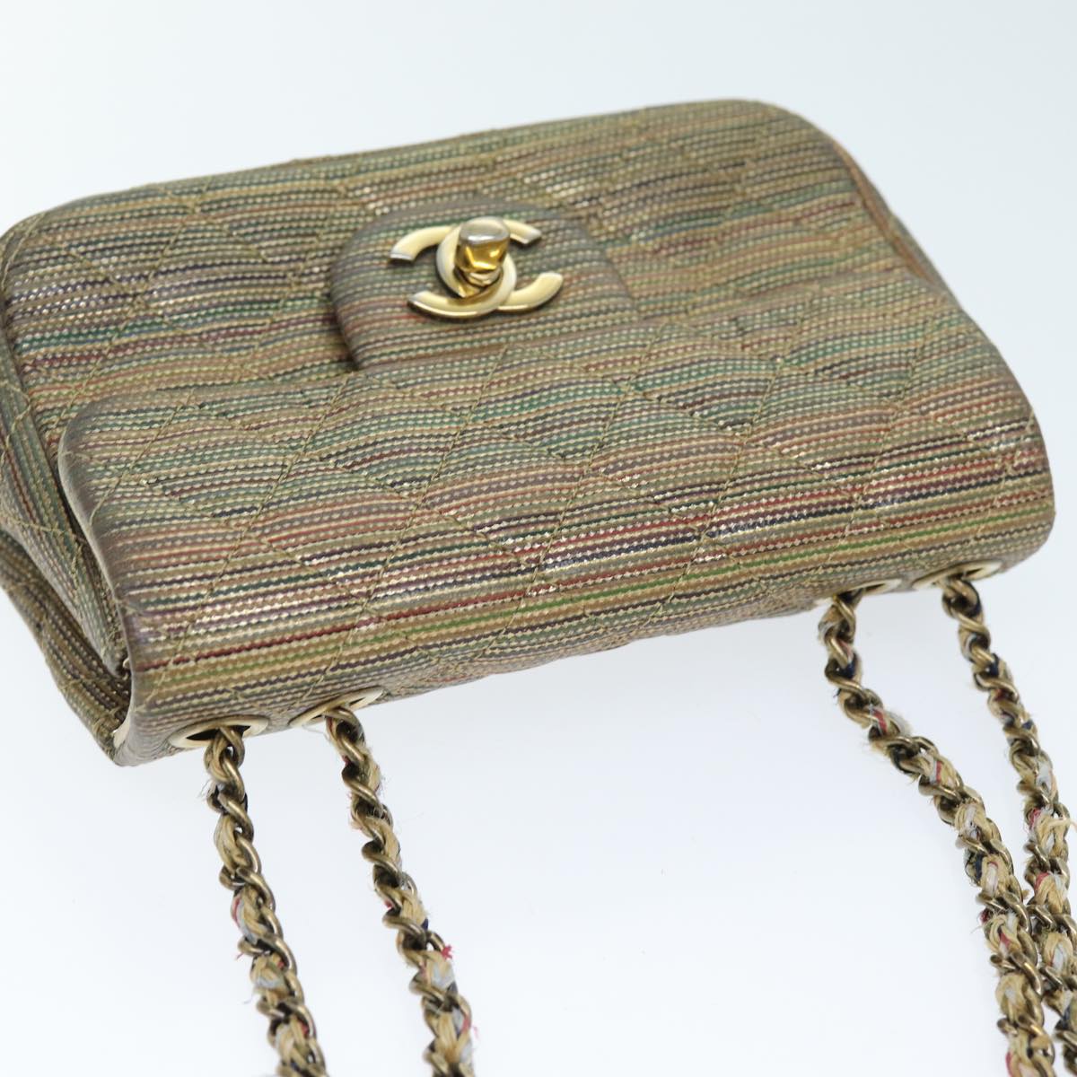 Top Quality Chanel Matelasse Chain Shoulder Bag Coated Canvas Gold CC Auth 73654A