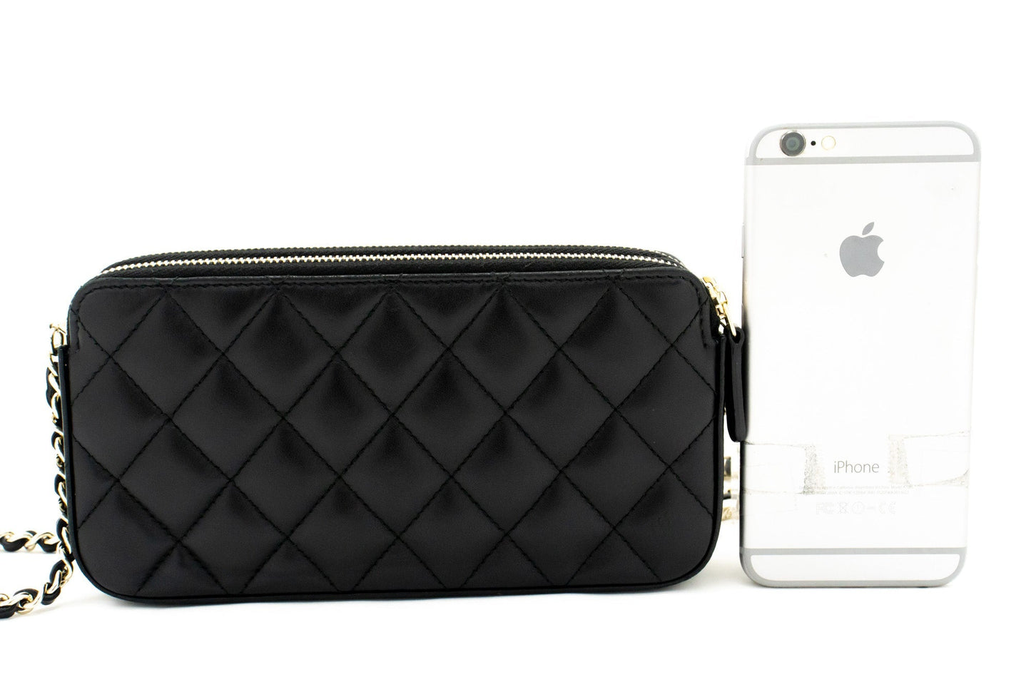 CHANEL Lambskin Pearl Wallet On Chain WOC Double Zip Chain Bag