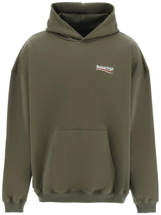 Luxury Balenciaga  Men's Political Campaign Large Fit Hoodie Khaki