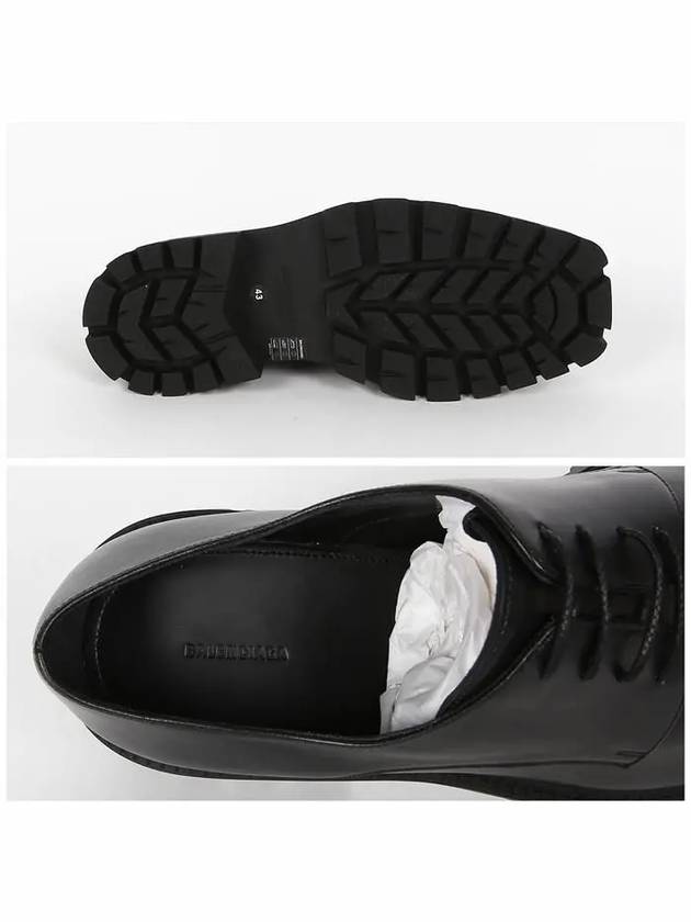 Luxury Balenciaga  Men's Rhino Square Toe Leather Derby Black