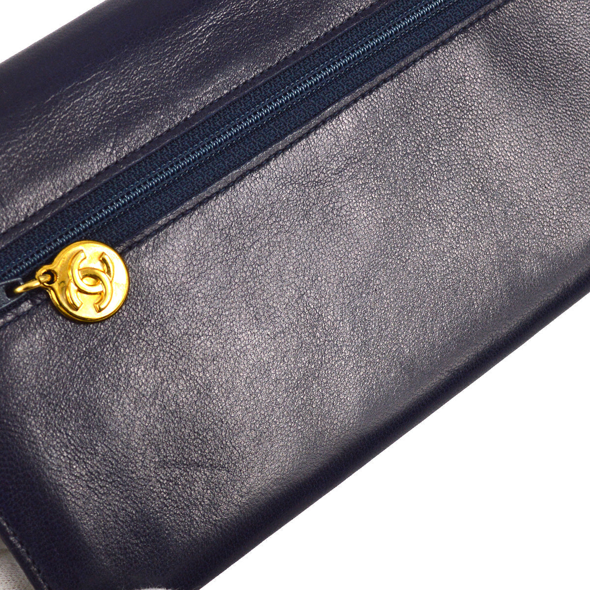 Chanel 1991-1994 Navy Lambskin Timeless Wallet