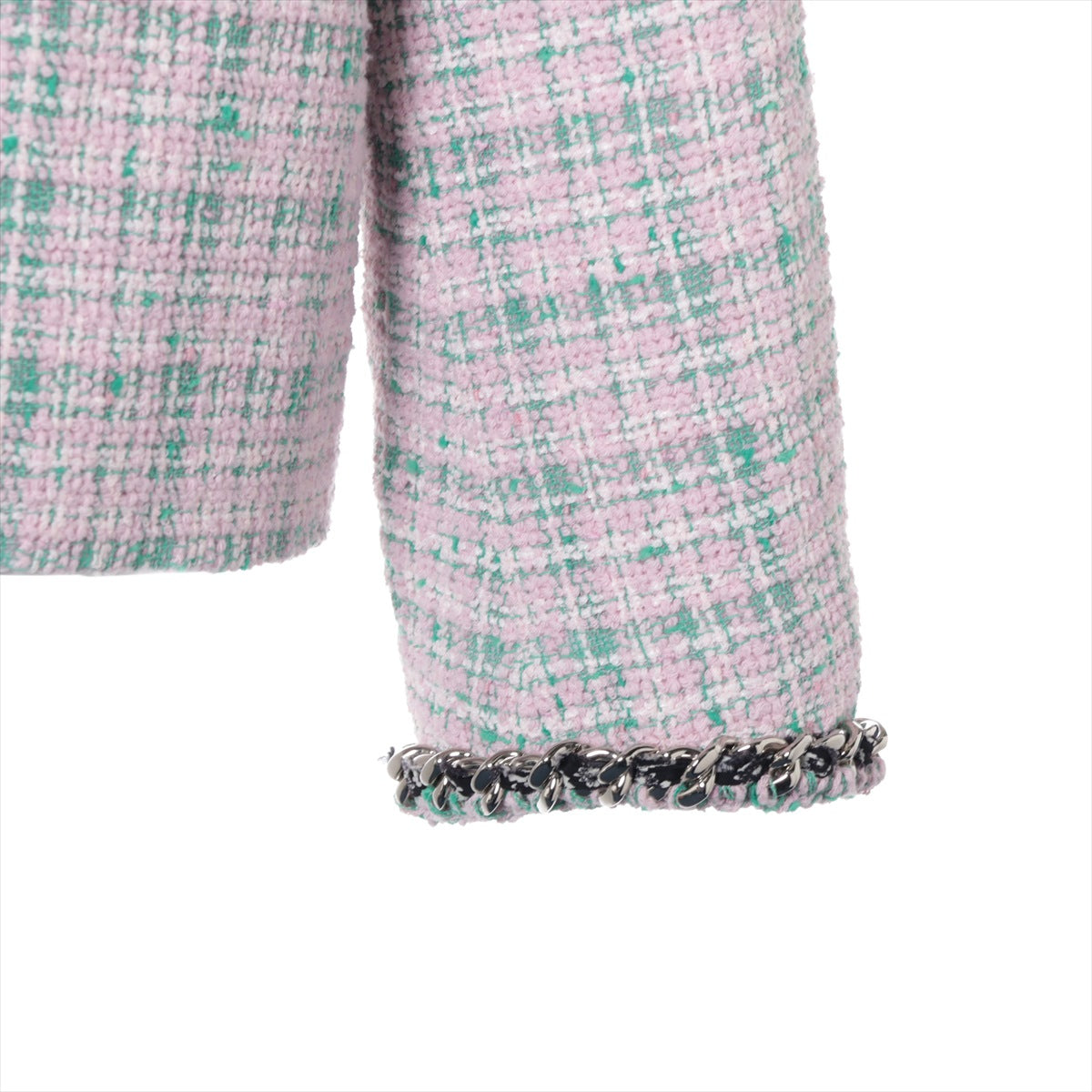 Chanel Coconut Button 21S CottonPolyester Jacket 44  Pink×Green P70531 Twid Chaintree