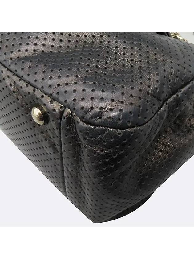Cruise Collection Black Metallic Perforation Leather Gold Chain Shoulder Bag Chanel