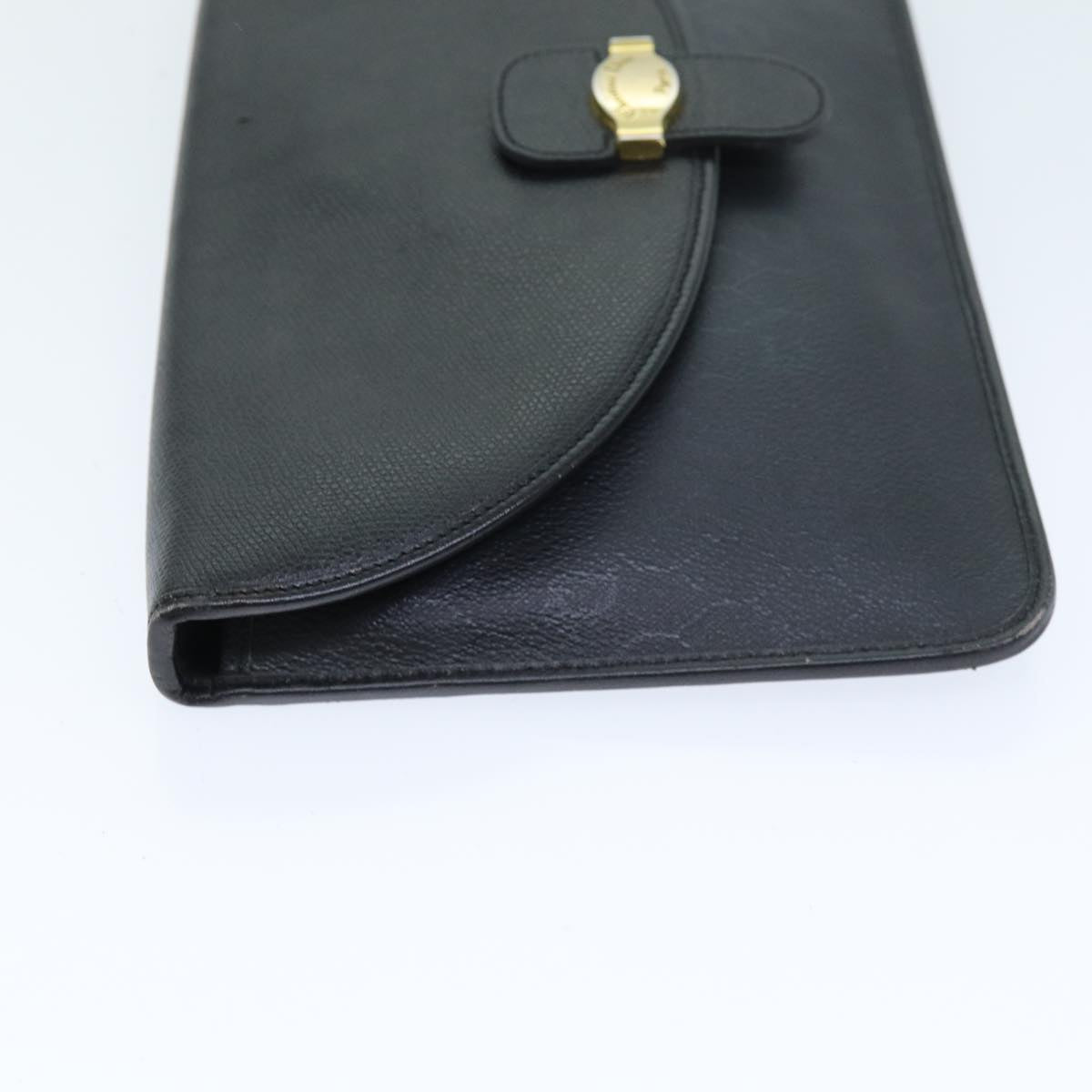 CHRISTIAN DIOR Honeycomb Canvas Clutch Bag PVC Leather Black Auth 74029