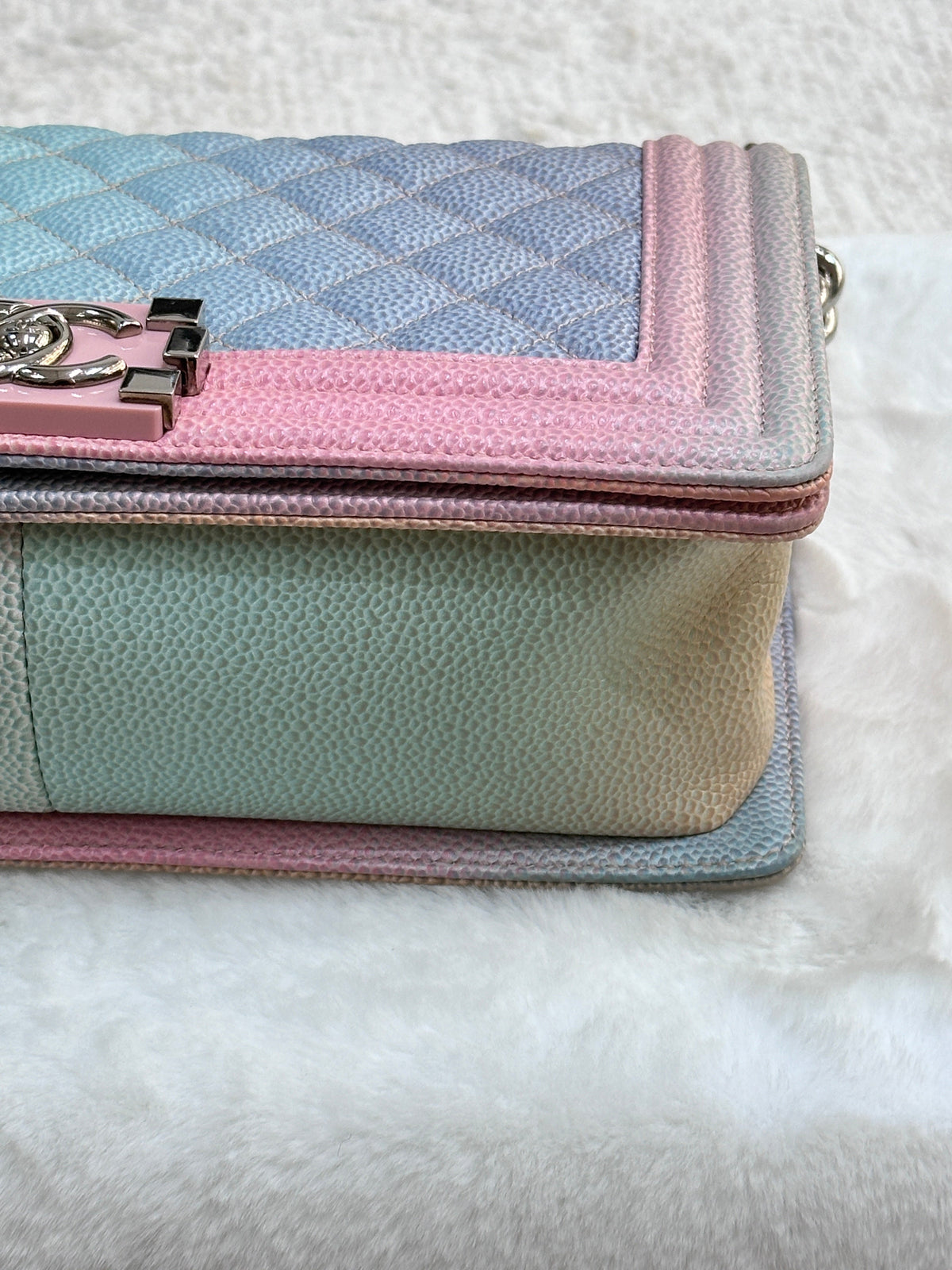 Chanel Rainbow Qulited Caviar Boy Bag Medium