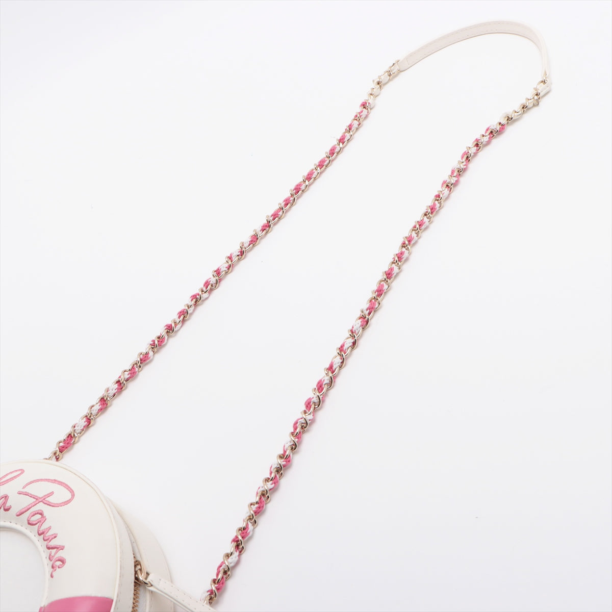 Chanel Rapauza in Chain Shoulder Bag White x Pink G