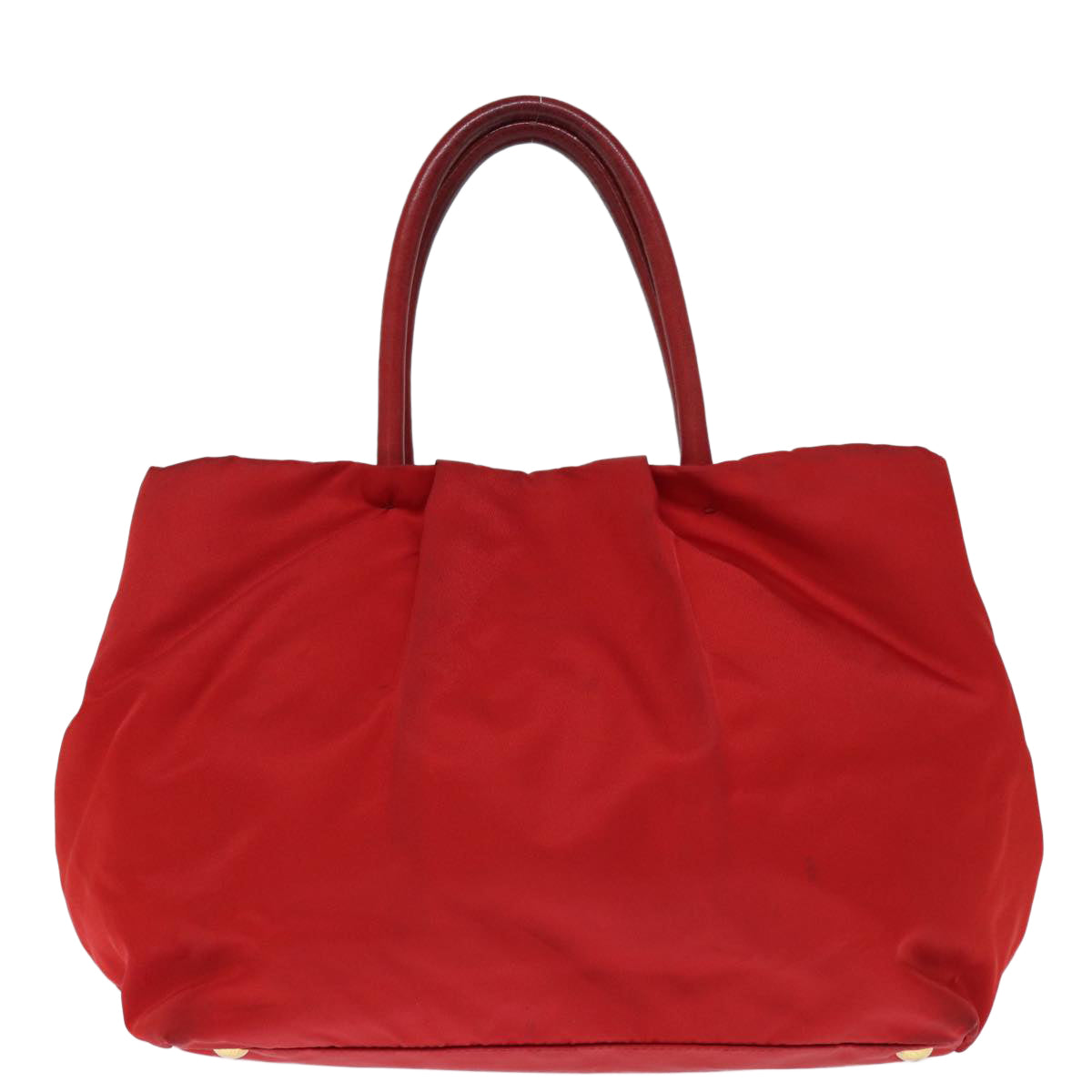 PRADA Ribbon Tote Bag Nylon Red Auth 74203
