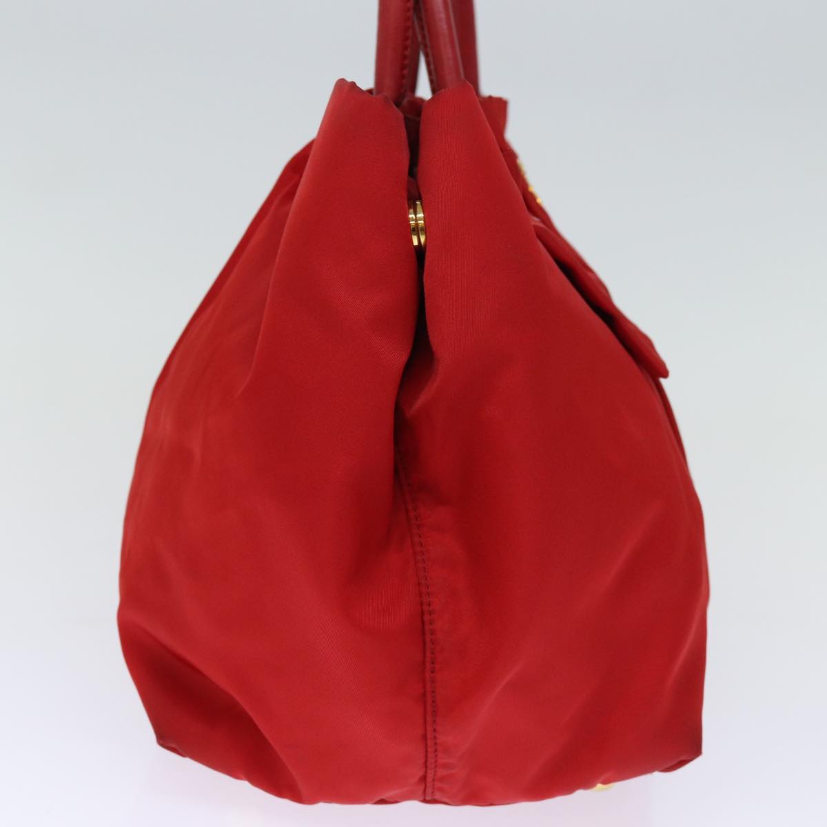 PRADA Ribbon Tote Bag Nylon Red Auth 74203