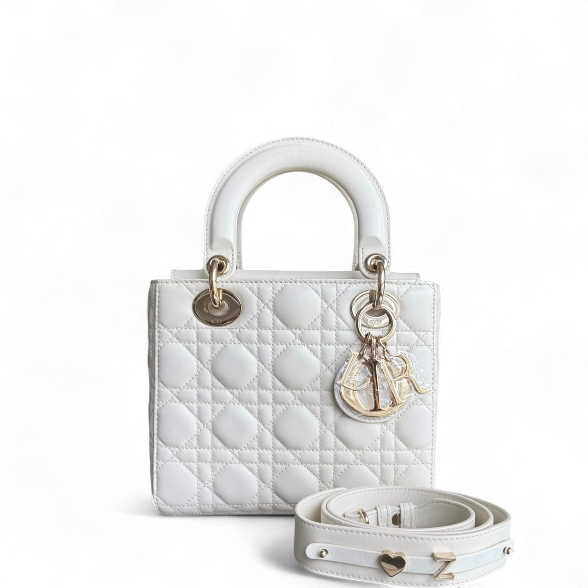 Dior Lady Small ABC - Cannage Lambskin White Gold Hardware MyABC