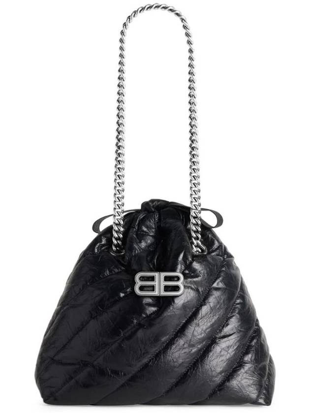 Luxury Balenciaga  Crush Embellished Logo Quilted Leather Tote Bag Black