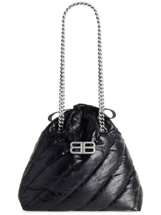 Luxury Balenciaga  Crush Embellished Logo Quilted Leather Tote Bag Black