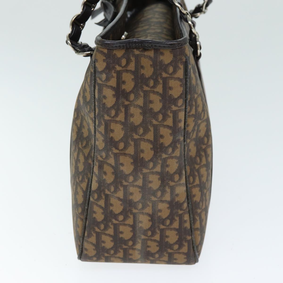 CHRISTIAN DIOR Trotter Romantic Shoulder Bag PVC Brown Auth 74396