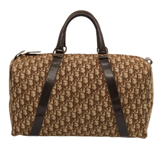 CHRISTIAN DIOR Trotter Canvas Boston Bag Beige Auth 74399