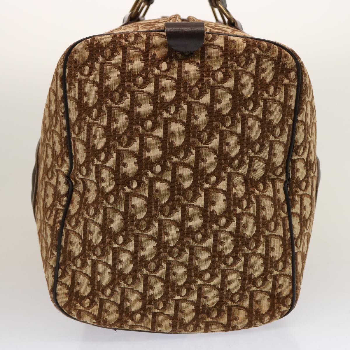 CHRISTIAN DIOR Trotter Canvas Boston Bag Beige Auth 74399
