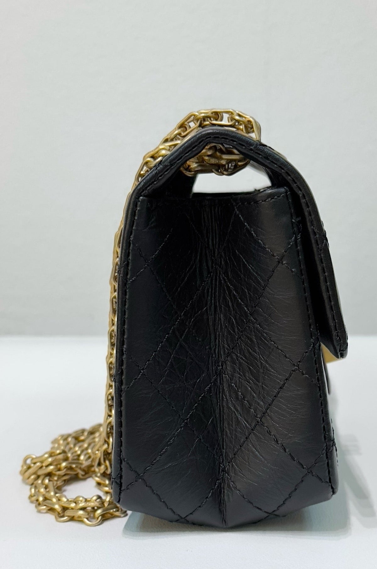 Chanel Mini Aged Calfskin Quilted 2.55 Reissue Flap Black Bag
